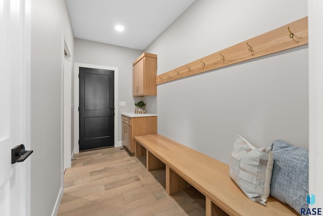 mudroom featuring light hardwood / wood-style floors