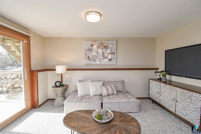 living room with light carpet