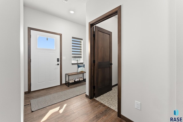 entrance foyer featuring dark hardwood / wood-style flooring