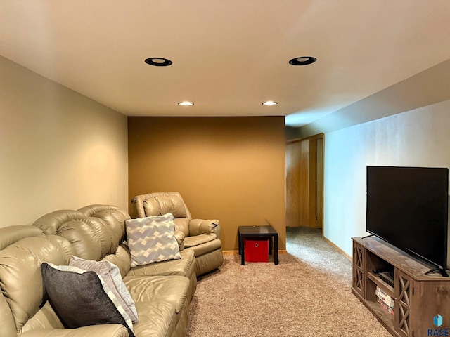 living room with carpet flooring