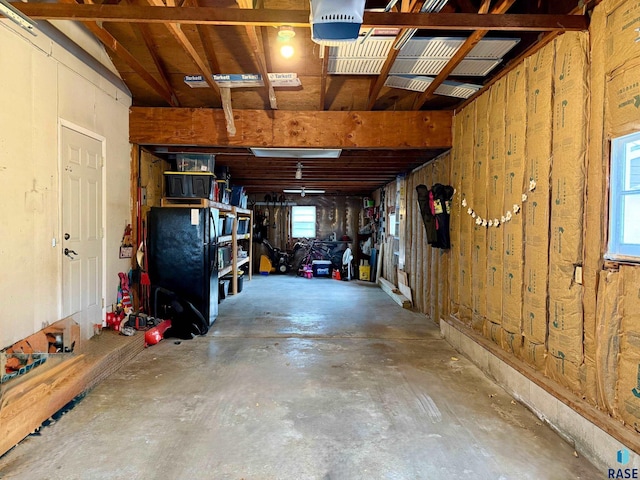 garage with wooden walls