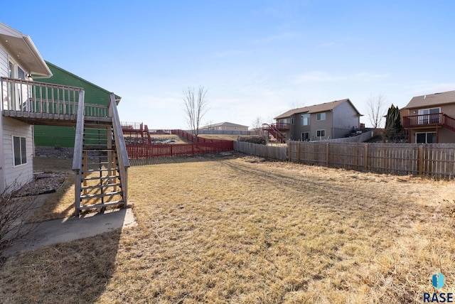 view of yard with a deck