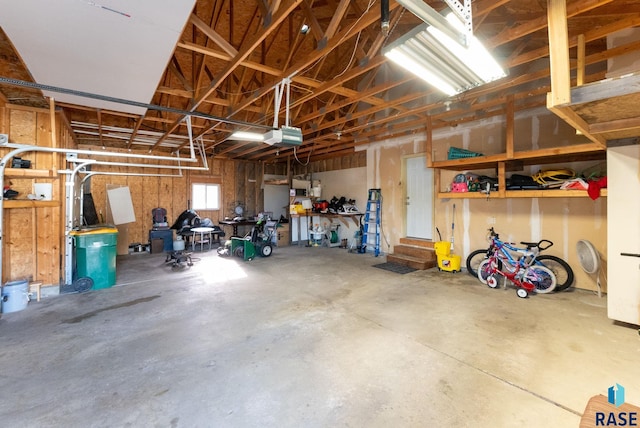 garage with a garage door opener