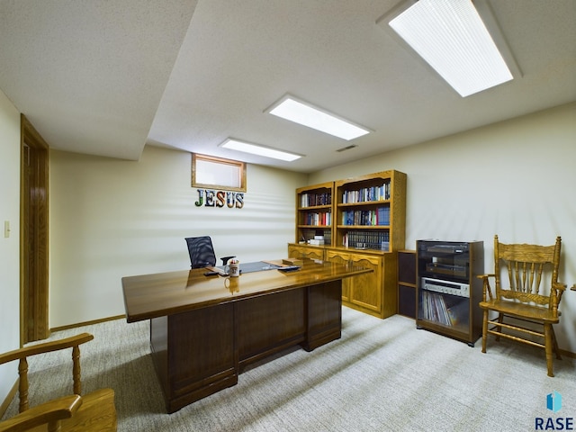 view of carpeted office space