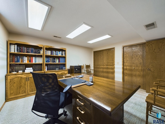 office with light carpet