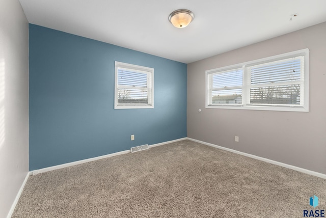 unfurnished room featuring carpet floors and a healthy amount of sunlight