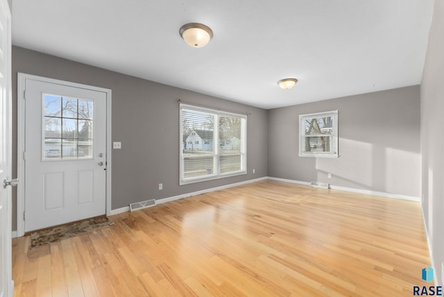 entryway featuring light wood-type flooring and a healthy amount of sunlight