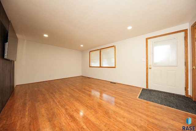 entrance foyer with light hardwood / wood-style floors