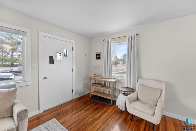 living area featuring wood-type flooring