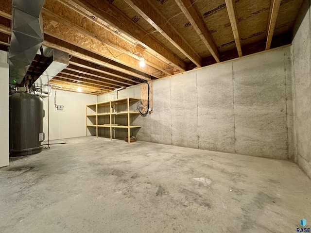 basement with gas water heater