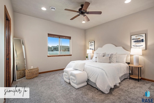 bedroom with carpet and ceiling fan