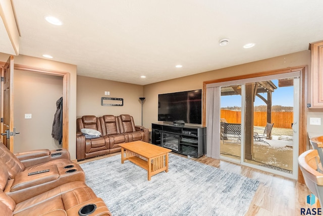 living room featuring light hardwood / wood-style flooring