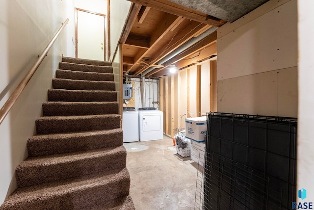 basement with washer and dryer