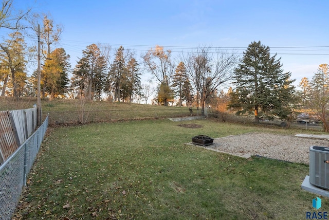 view of yard featuring central AC