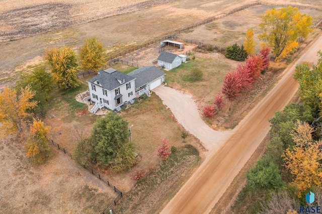 aerial view with a rural view