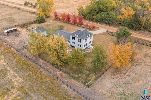 aerial view with a rural view