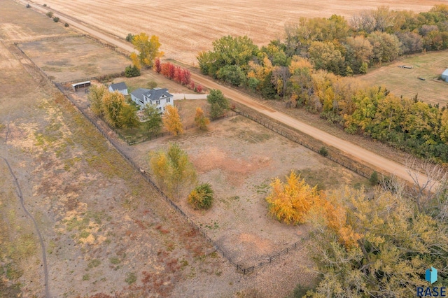 bird's eye view featuring a rural view