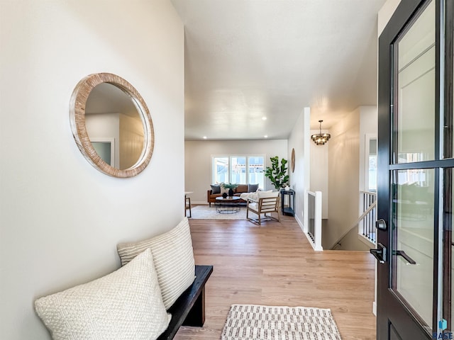 hall featuring light hardwood / wood-style flooring