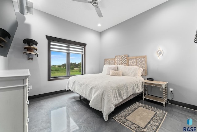 bedroom featuring ceiling fan