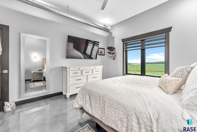 bedroom featuring ceiling fan