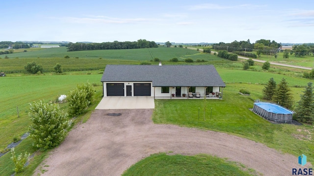 aerial view featuring a rural view