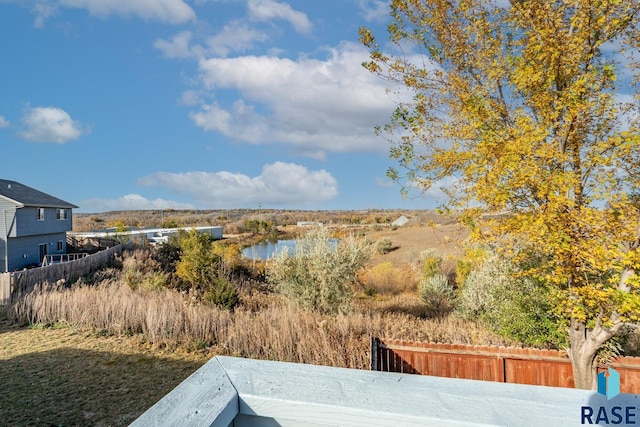 view of yard with a water view