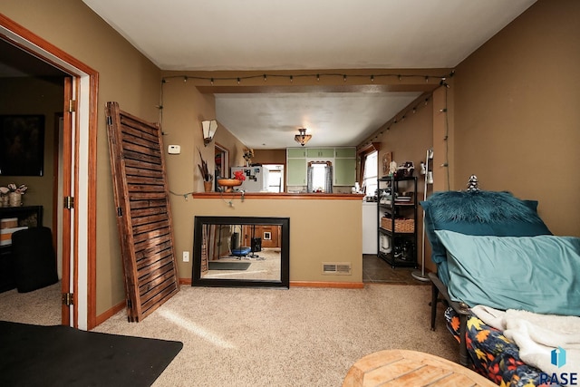 living room with carpet floors