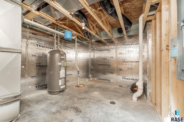 basement with water heater