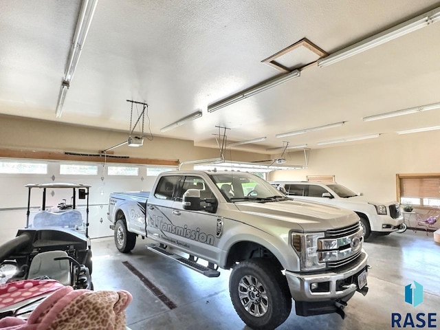 garage with a garage door opener