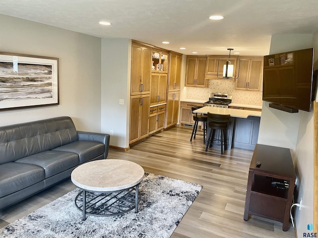 living room featuring light wood-type flooring