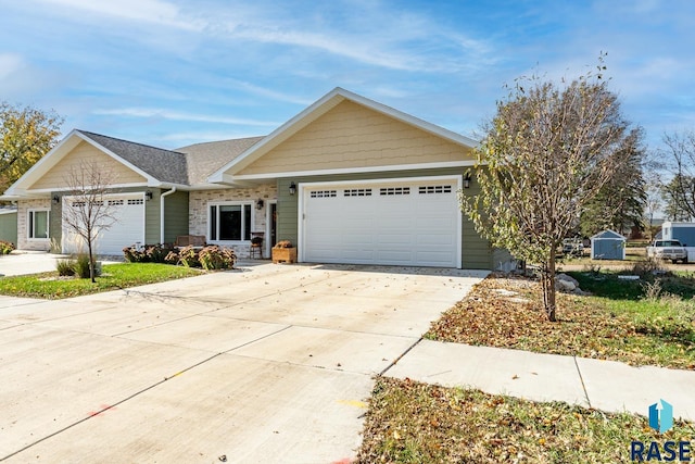 single story home featuring a garage