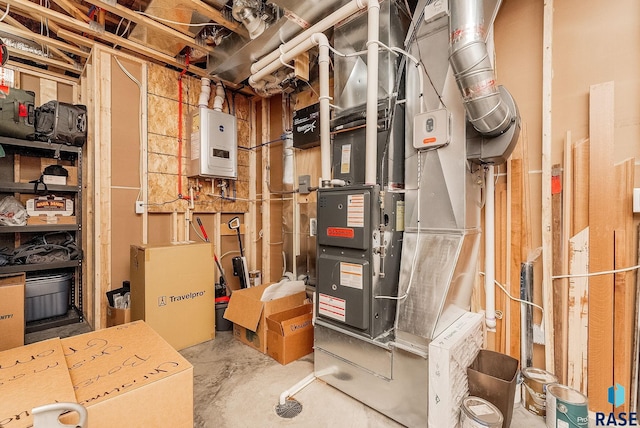 utility room with water heater