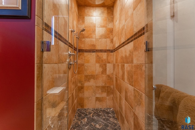 interior details with an enclosed shower