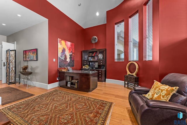 office space featuring hardwood / wood-style flooring