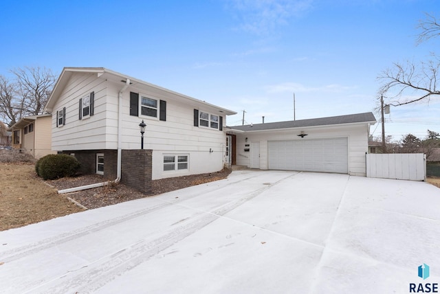 split level home featuring a garage