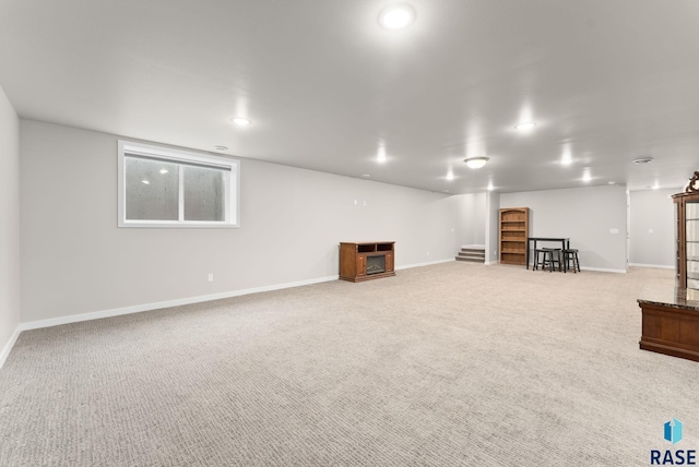 basement featuring carpet floors