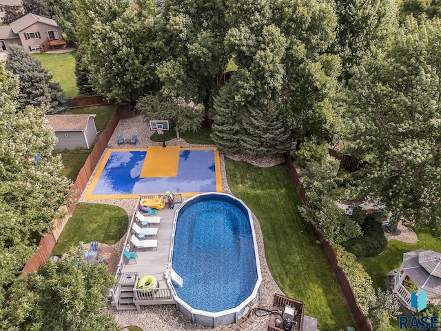 view of pool featuring a wooden deck