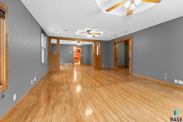 spare room with light wood-type flooring