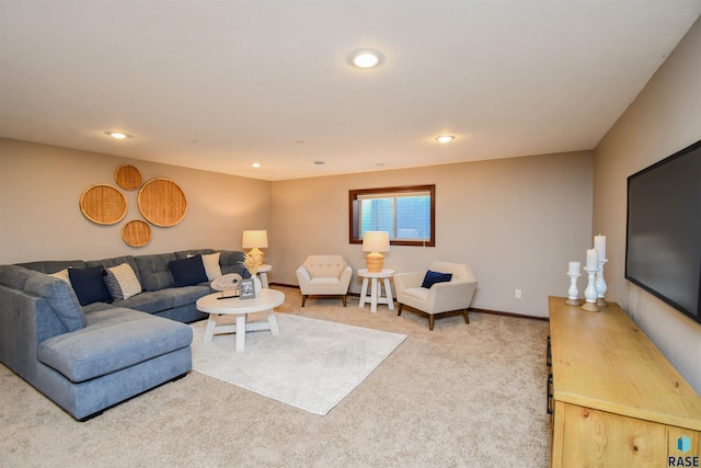 living room featuring carpet