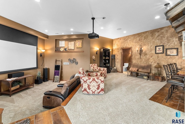 view of carpeted cinema room