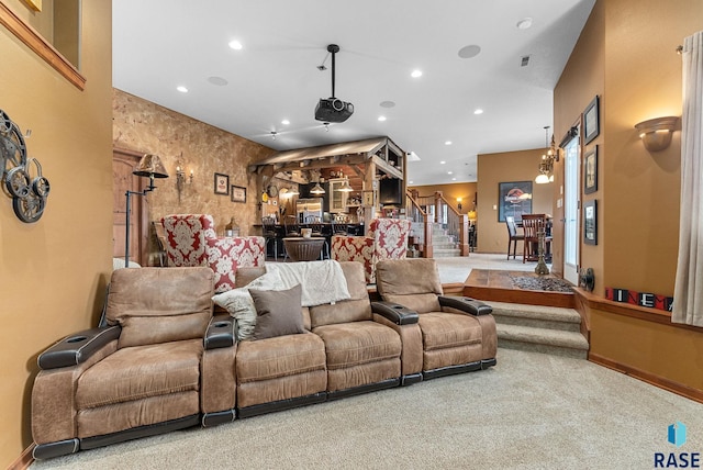 view of carpeted cinema room