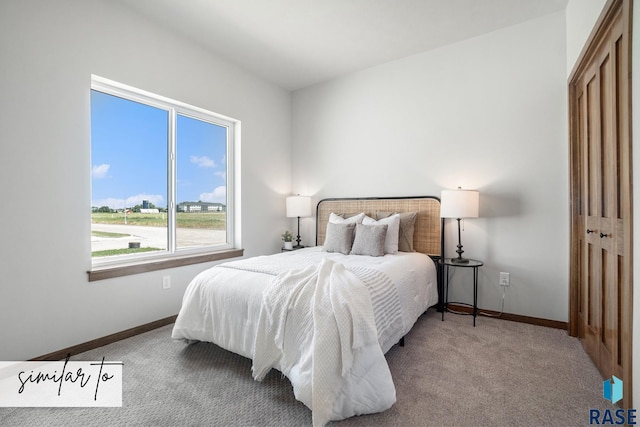 carpeted bedroom featuring a closet