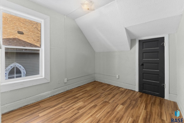 additional living space with lofted ceiling and wood-type flooring