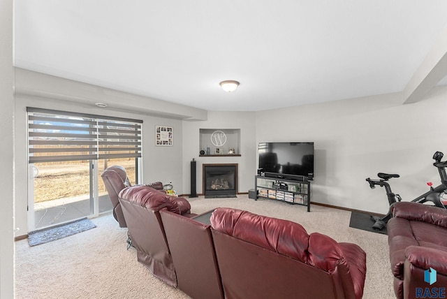 living room with carpet floors