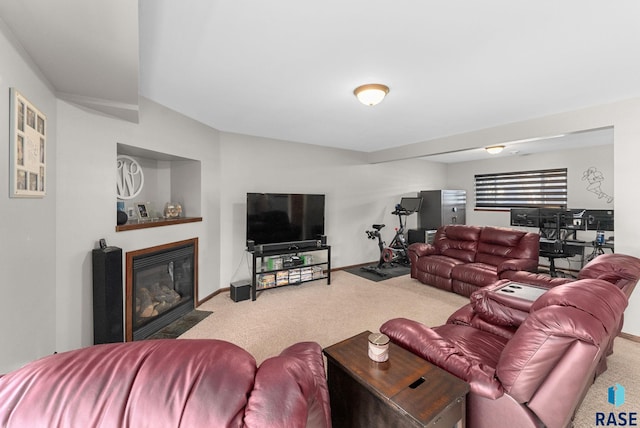 living room with carpet floors