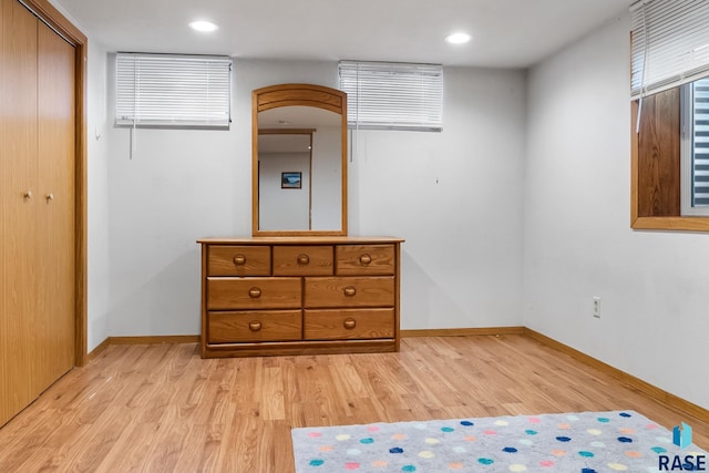 unfurnished bedroom featuring light hardwood / wood-style flooring