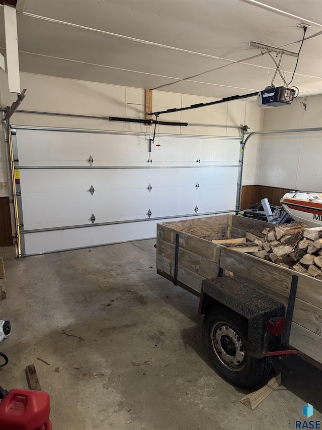 garage with a garage door opener