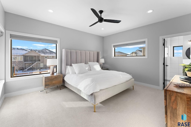 bedroom with carpet floors and ceiling fan