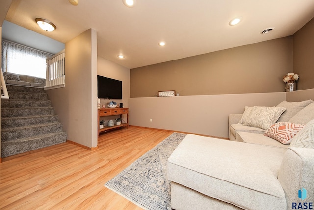 living room with hardwood / wood-style flooring