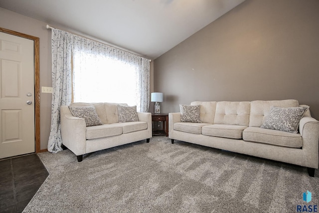 living room with vaulted ceiling